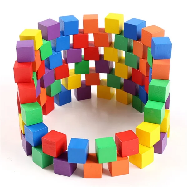 Building Toys for Kids - 30Pcs Wooden Colorful Cubes - Image 3